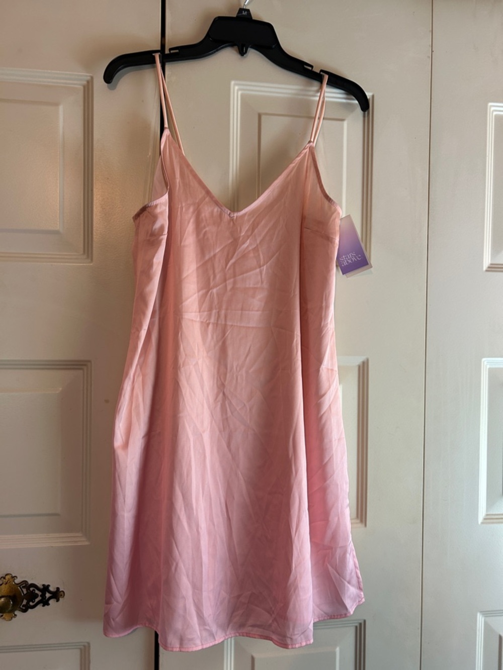 stars above Blush Pink Satin Slip Dress with Adjustable Spaghetti Straps